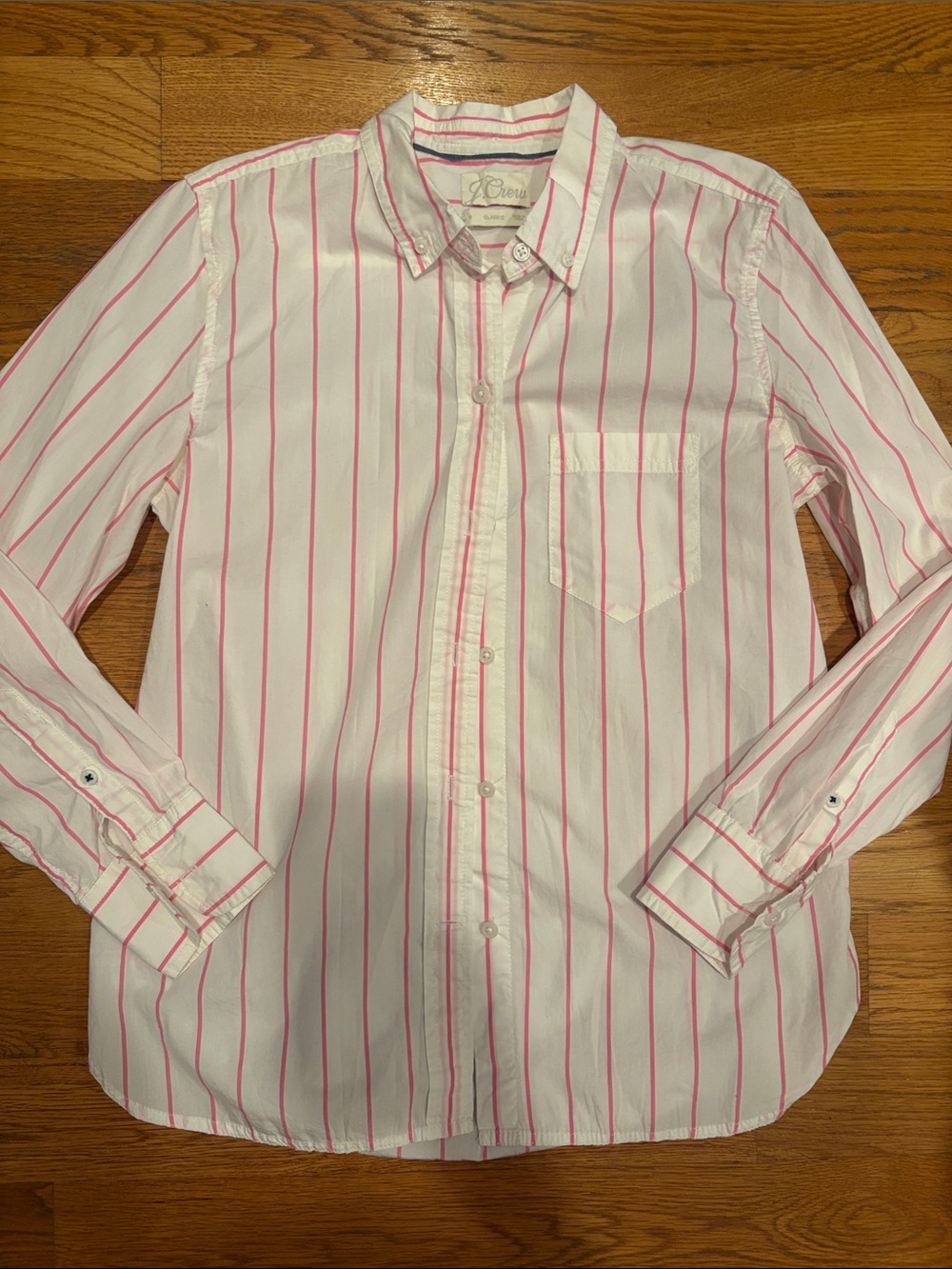 J.Crew Classic Pink & White Stripe Buttondown